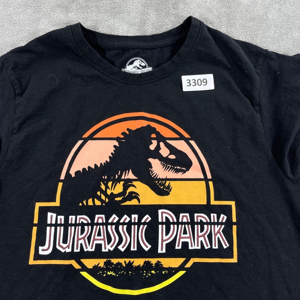 Jurassic Park T-Shirt Mens Large‎ Black Sunset Graphic Logo Short Sleeve Tee